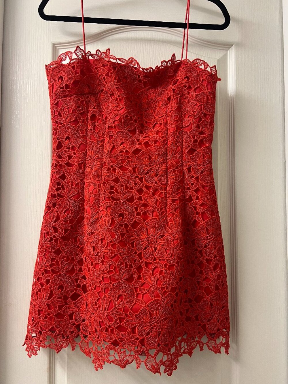 Red/coral lace mini dress - Muse by Marchesa